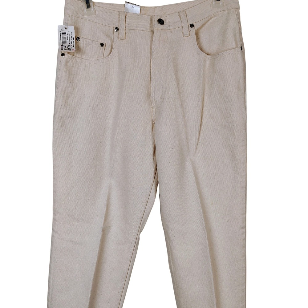 Van Heusen Natural Denim Jeans 32x30 Mens Off White Cotton Straight Leg Pants